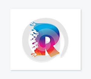 R Alphabet Colorful Painting logo Design Concept