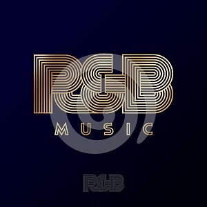 R & B Music logo. R and B monogram. Rhythm & Blues Music emblem.