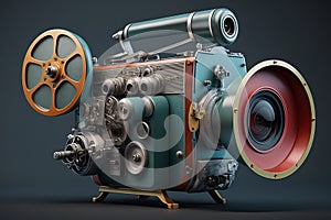 r camera, retro projector, Vintage concept cinema movie, Video