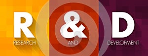 R and D - Research and Development acronym, business concept background