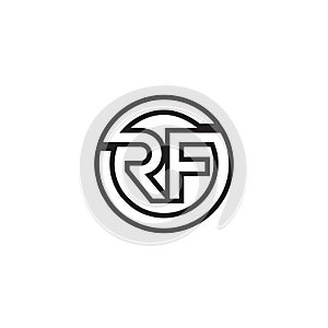 R F letter lines logo design vector photo