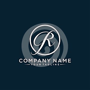 R initial letters loop linked circle monogram logo