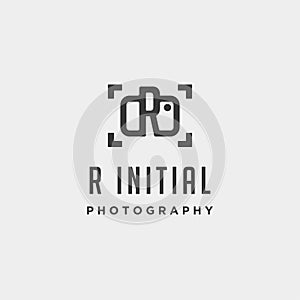 r initial photography logo template vector design