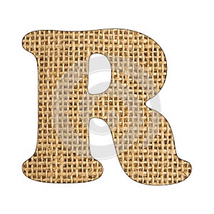 R, Letter of the alphabet - Burlap Background Texture. White background