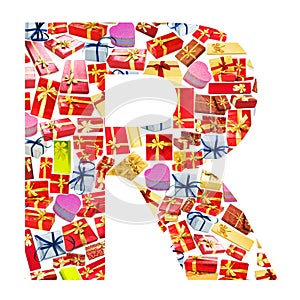 R Letter made of giftboxes