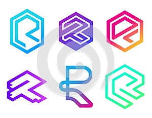 R Letter Set Logo Design Icon Vector