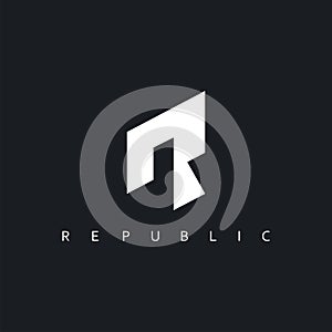 R letter simple logo concept design template