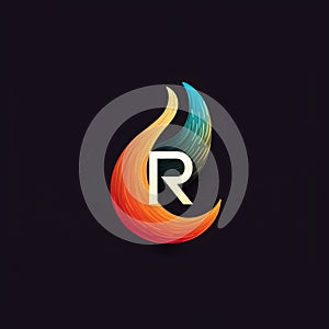 R Logo Design With Fire Icon In Magic Realism Style