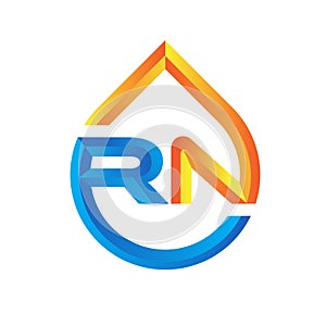 R n water droop logo designs for technology icon and symbol photo