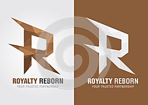 R Royalty reborn. Icon symbol from an alphabet R.