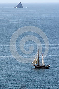 R.Tucker Thompson sails ship at the Bay of Islands New Zealand