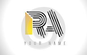 RA Black Lines Letter Logo. Creative Line Letters Vector Templat