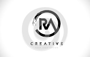 RA Letter Logo with Circle Brush Design and White Background