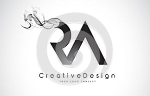RA Letter Logo Design with Black Smoke.