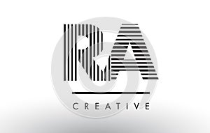 RA R Q Black and White Lines Letter Logo Design.