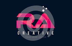 RA R Q Letter Logo with Purple Low Poly Pink Triangles Concept