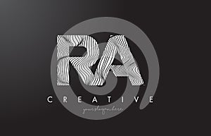 RA R Q Letter Logo with Zebra Lines Texture Design Vector.