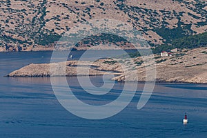 Rab Island and beautiful blue Adriatic Sea. View from Zavratnica beach
