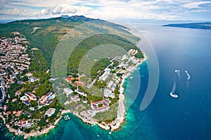 Rabac. Tourist town of Rabac watefront aerial view