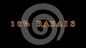 10% rabais fire text effect black background