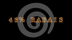45% rabais fire text effect black background