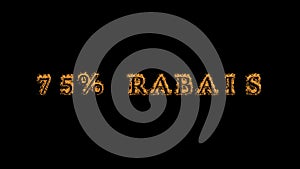 75% rabais fire text effect black background