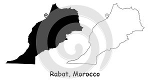 Rabat, Morocco. Detailed Country Map with Location Pin on Capital City.