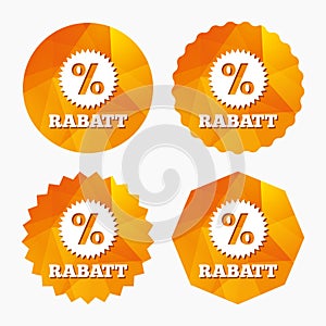 Rabatt - Discounts in German sign icon. Star. photo