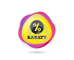 Rabatt - Discounts in German sign icon. Star. Vector photo