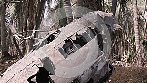 Rabaul Papua New Guinea old plane with volcanic ash over it