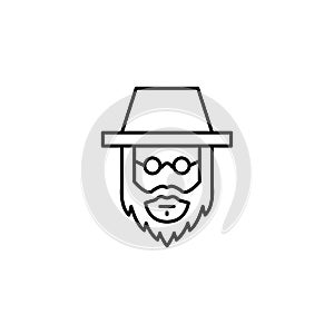 Rabbi, beard, Jew icon. Simple line, outline vector religion icons for ui and ux, website or mobile application