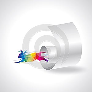 Rabbit abstract isolated on a white fold paper