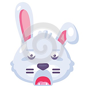 Rabbit afraid expression face funny emoji vector