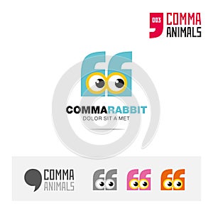 Rabbit animal concept icon set and modern brand identity logo template and app symbol based on comma sign