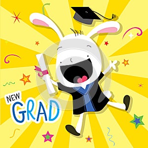 Rabbit Animal Congratulation New Graduate Cute Cartoon Vector