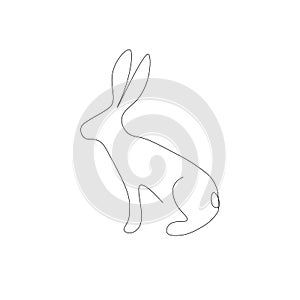 Rabbit animal silhouette line drawing vector illustration