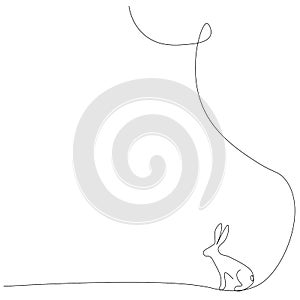 Rabbit animal silhouette line drawing vector illustration