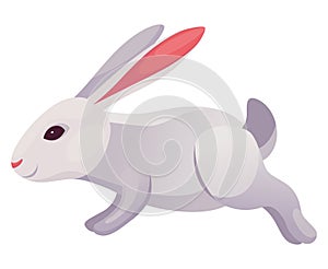 Rabbit animation icon. Bunny jump or running motion element for 2d game. Speed run hare animal, sprite sheet move