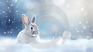 a Rabbit Banner and Background for Christmas and New Year. Generative Ai