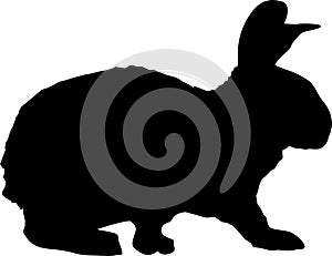 Rabbit. Black silhouettes of livestock. Farm. Animal