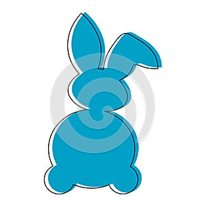 Rabbit blu outline.Children's picture on clothes.Easter bunny vector