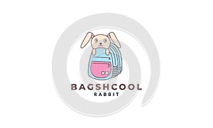 Rabbit or bunny with bag logo vector illustration