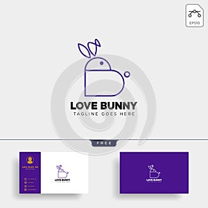 rabbit or bunny love animal line art style logo template vector icon