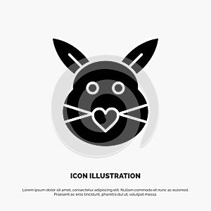 Rabbit, Bunny, Love, Cute, Easter solid Glyph Icon vector