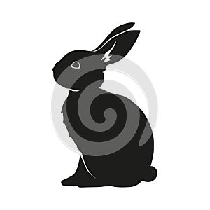 Rabbit bunny silhouette Easter vector animal ear black shape spring graphic