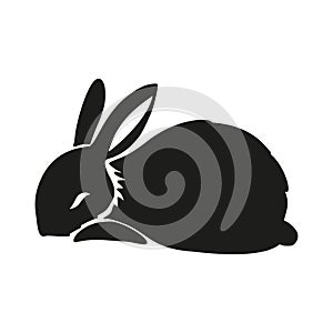Rabbit bunny silhouette Easter vector animal ear black shape spring graphic