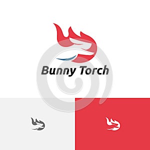 Rabbit Bunny Torch Fire Flame Running Speed Logo