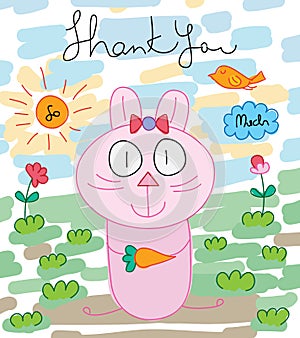 Rabbit with carrot enough thank you card