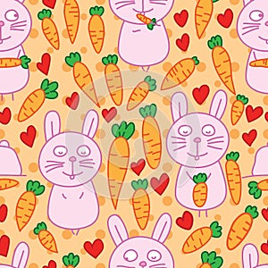 Rabbit carrot living seamless pattern