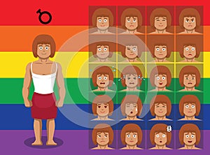Transgender LGBTQ Travesti Cartoon Emotion Faces Vector Illustration-01 photo